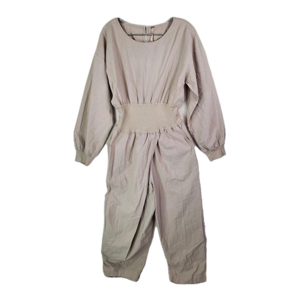 Free People The Endless Summer Sonika Jumpsuit Small Beige Utility Cotton Harem